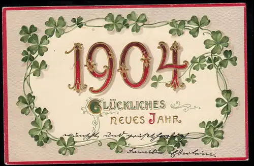 Nouveau-anné de l'AK de la marque: année 1904 avec glaçons de chance, couru