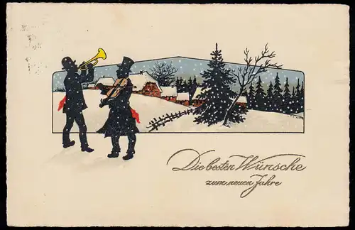 AK Nouvel An: Musiciens en jouant avant le spectacle d'hiver, DRESDEN-ALTVADT 31.12.29