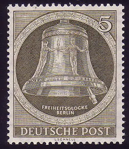 82y Glocke II (Klöppel rechts) 5 Pf - waagerechte Gummiriffelung **