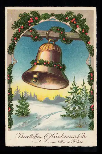 AK Nouvel An: Belle cloche d'église, PENZIG (SÉANCE DE LA BOURSE) 31.12.1934