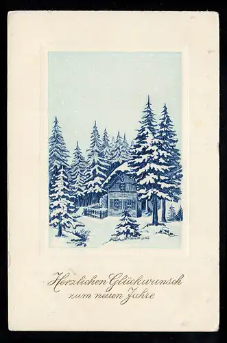 AK Nouvel An: Paysage d'hiver - La Maison Forestière dans la Forêt, DUISBURG-BEECK 1.1.1912