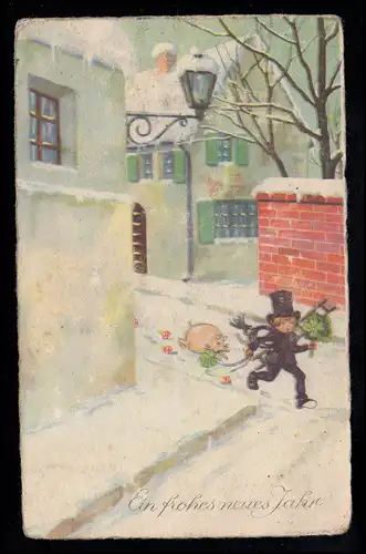 AK Neujahr: Rennender Schornsteinfeger Glücksklee Glücksschwein, WERNE 29.12.25