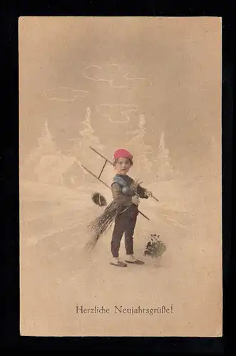 AK Nouvel An: Petit balai de cheminée en hiver, inutilisé