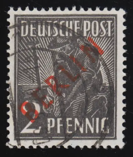 21 Rotaufdruck 2 Pf, gestempelt O