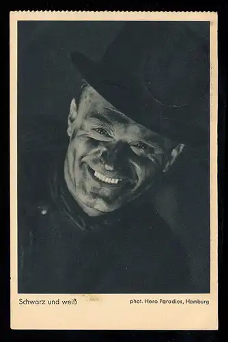 Foto-AK Neujahr: Schwarz und weiß - Lachender Schornsteinfeger, GÖTTINGEN 1934