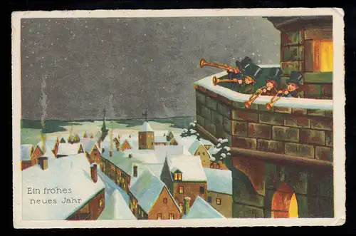 AK Nouvel An: concert du Nouvel an avec des trompettes de la tour, ELLWANGEN 7.1.1931