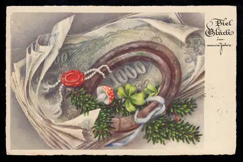 AK Nouvel An: billets Fers à cheval Flye, WALDENBURG-EAU-VALDE 30.12.1934