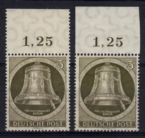 82 y waagerechte Riffelung OR ndgz, gepr. Schlegel + Vgl.stück OR dgz., beide **