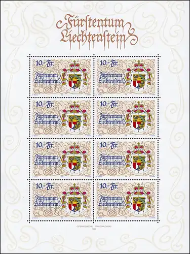 1136 Jubiläum 75 Jahre neue Verfassung, Kleinbogen ** 