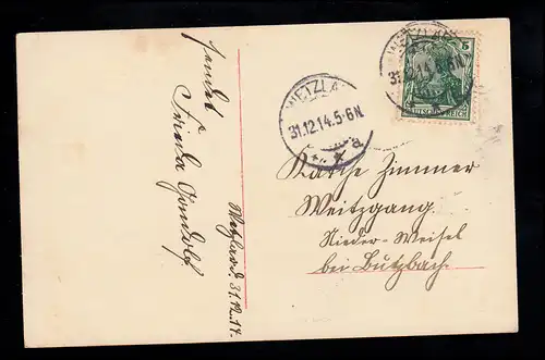 Foto-AK Neujahr: Mädchen mit Kalenderblatt 1. Januar, WETZLAR 31.12.1914