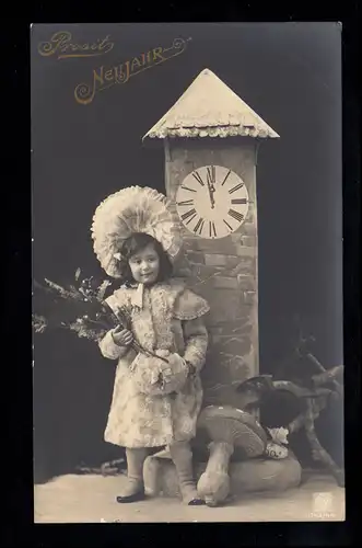 Foto-AK Neujahr: Silvesterzeit - Mädchen mit Glücksbringern, VIERSEN 31.12.1908