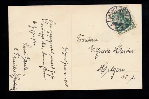 AK photo Nouvel An: Garçon en maillot blanc avec porte-bonheur HILGEN 31.12.14