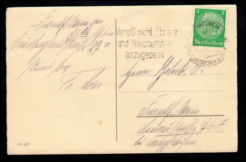 AK Nouvel An: Paysage avec feuille de calendrier 1er janvier, FRANKFURT/MAIN 31.12.40