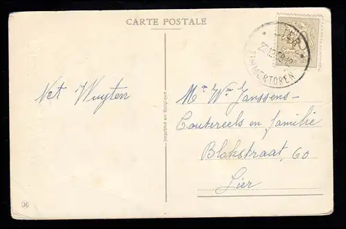 Belgique AK Nouvel An: Oiseaux sur branches de sapins Maison sur le fleuve, LIER CHAMBRETOREN 1958