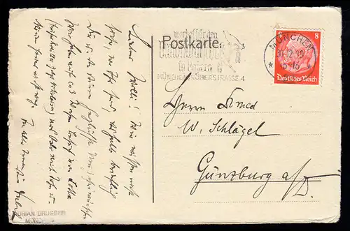 AK Nouvel An: Photo d'hiver - Maison éclairée au bord du lac la nuit, MUNICH 30.12.1933