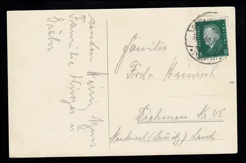 AK Nouvel An: Paysage hivernal dans le brouillard avec l'église éclairée SPREMBERG 31.12.30