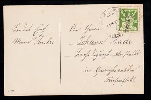 AK Nouvel An: Belle cloche dans la couronne de sapin, couru vers 1920