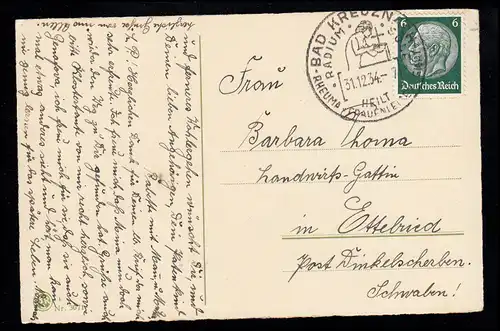 AK Nouvel An: Belle cloche, SSt BAD KREUZNACH Radium-Sole guérit 31.12.1934