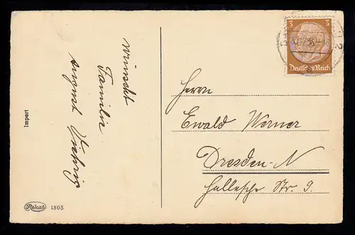 AK Nouvel An: Chemin de fer avec feuille calendrier 1 fer à cheval Trèfle chanceux, couru vers 1935