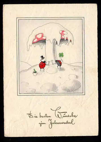 AK Nouvel An: Nouvel an sous le champignon des mouches, MÜHLDORF (OBERBAY.) 30.12.1940