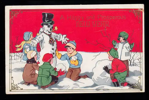 États-Unis Prage-AK Nouvel An: Des enfants construisent Snowmann, SAN ANTONIO TEXAS 19.12.1933