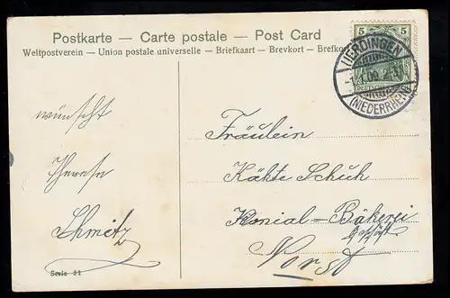 AK Nouvel An: Filles et garçon admirent un bonhomme de neige, UERDINGEN 1.1.199