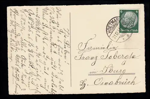 AK Nouvel An: Cloche avec branches de sapin sur Dorfidylle, HOETMAR 31.12.1937