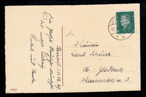 AK Neujahr: Drei Glocken im Tannenzweigenkranz, ROISDORF 31.12.1929