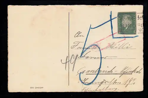 AK Nouvel An: Belle cloche ornée d'un paysage vers 1930