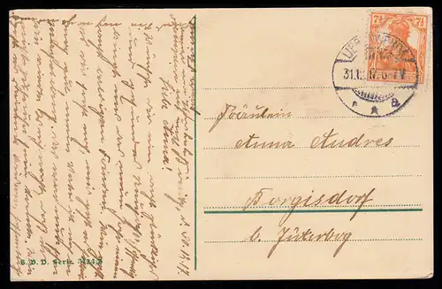 AK Nouvel An: Des vœux de bienvenue avec des lueurs de neige, 31.12.1917