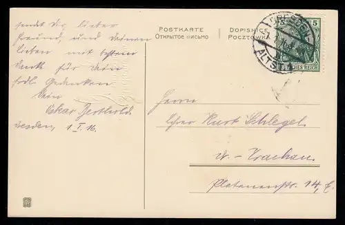 AK Neujahr: Tannengirlande mit Schleife, DRESDEN-ALTSTADT 1.1.1916