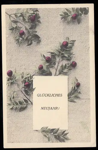 AK Neujahr: Glückwünsche und Beerenzweige, LIEGNITZ 31.12.1917