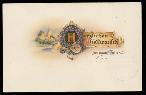 AK Nouvel An: Petite image de paysage avec des félicitations, HÜCKESWAGEN 31.12.1931