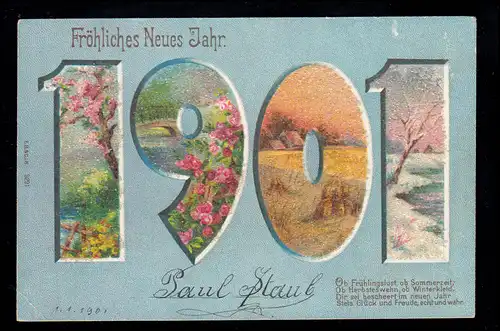 AK Nouvel An: année 1901 comme des images des saisons, marqué