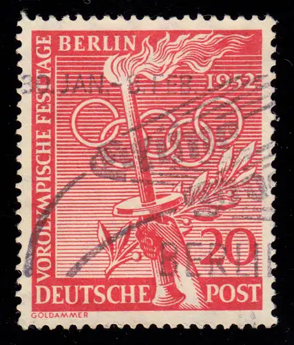 90 Vorolympiade 20 Pf. - mit Werbestempel Grüne Woche 1953
