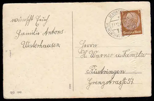 AK Nouvel An: Dorfidylle - En route vers l'église, SENGWARDEN / WILHELMSHAVEN 1936