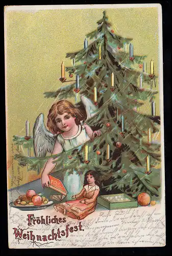 AK Noël: Ange avec des cadeaux sous l'arbre de Noël, MUNICH 21.12.06