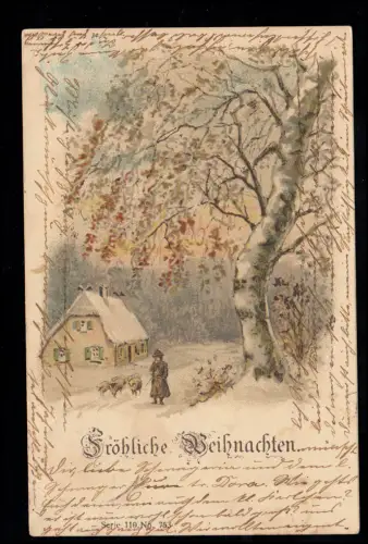 AK Noël: Paysage, bergers et moutons, SUDERBRUG 23.12.02 selon UZZE