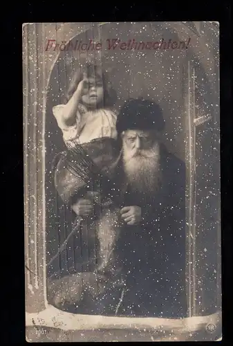 Foto-AK Weihnachten: Der Weihnachtsmann und das Mädchen, HEILBRONN 25.12.1908