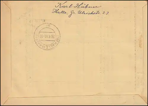 183+187+203A+209 Imprimes de BZ MiF sur lettre R locale HALLE (SAALE) 7 - 27.9.1948