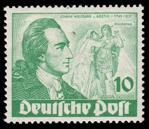 61I Goethe 10 Pf - tache à côté du bras en haut à droite, frais de port ** vérifié BPP