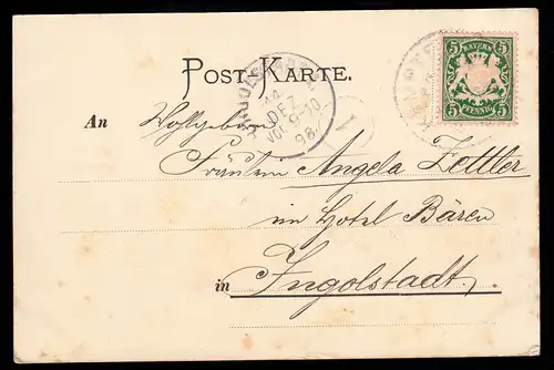 Portefeuille vide de poésie AK - Poème Femme Gunst, Funste bleue, KEMPTEN 1898