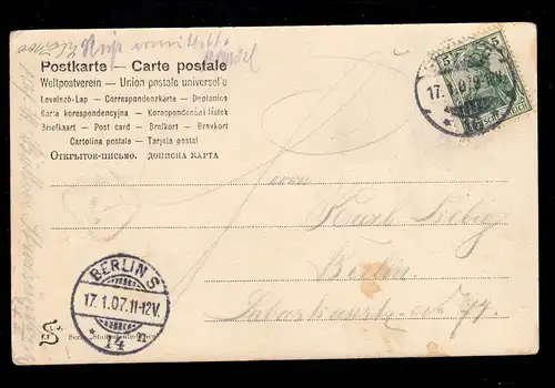 Lyrique-AK Jalousie Poème Le rire de M. Moos, BERLIN 17.1.1907