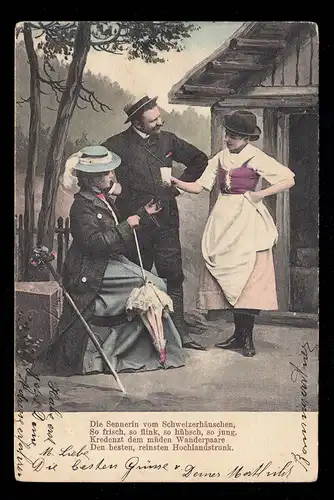 Lyrik-AK Die Rast passendes Gedicht Hochlandstrunk, BAZENHEID 7.3.1904