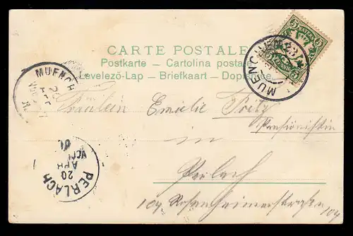 Lyrique AK Villeidylle nuit poème Voyage par Heinrich Heine, MUNICH 1901