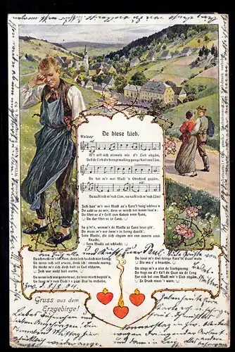 Salutation de poésie de la montagne des Mines ! Chantez avec les notes De bese Lieb, ZWICKAU 8.8.194