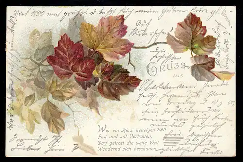 Lyrique AK Vignoble Salutation de ... Poème Coeur fidèle, COBLENCE 12.3.900