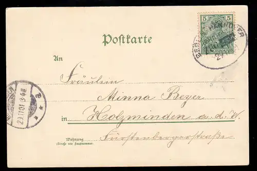 Paysage Lyrique-AK avec violette Salutation de ... Poème Mon tendon, Bahnpost 1901