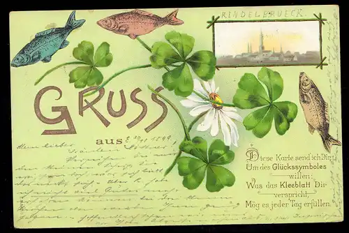 Lyrique AK paysage avec la pêche de trèfle chanceux poème téréfolio EFFERT 5 - 31.10.99