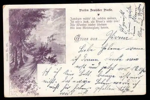 Lyrik-AK Landschaft - Perlen Deutscher Poesie Gedicht Mondglanz, PIRNA 6.1.1900